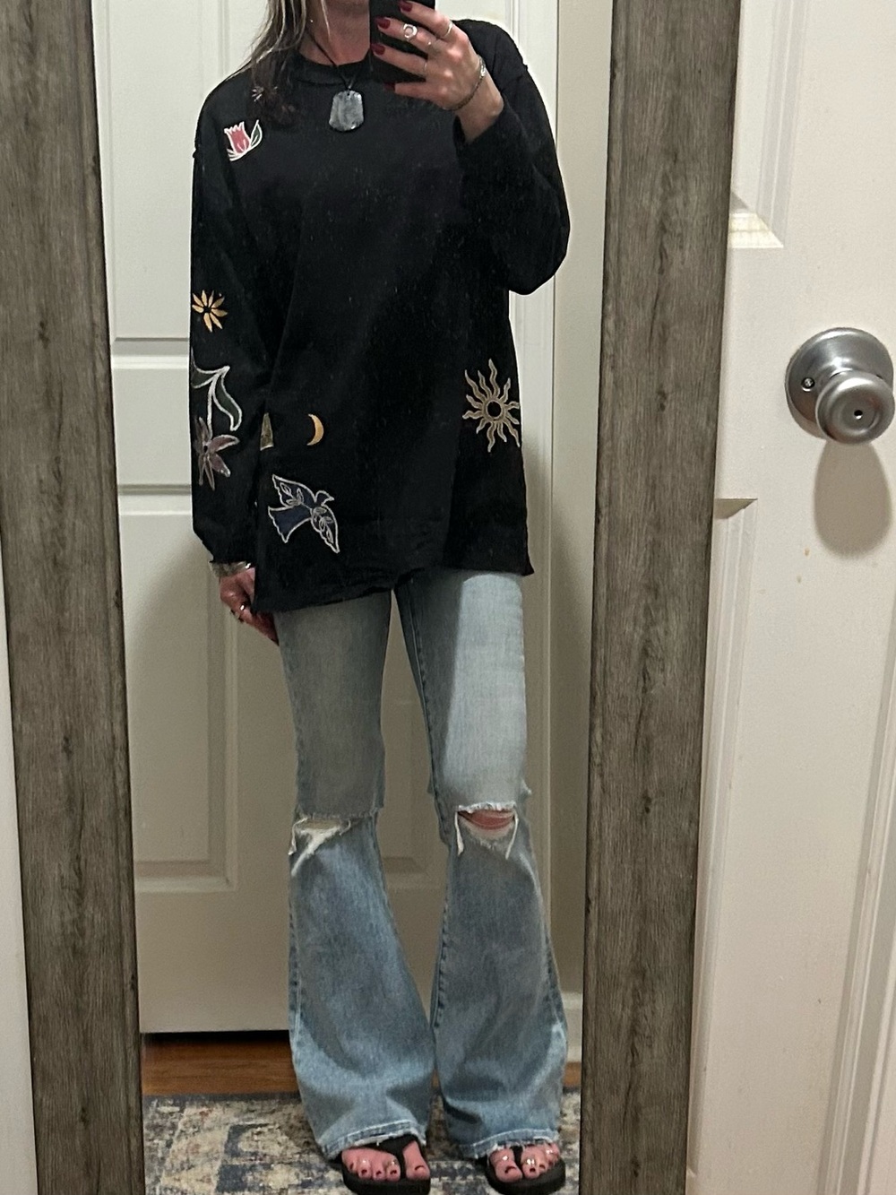 ❌SOLD❌NWT We The Free Never Leaf Me Embroidered Tee In Black Combo - Picture 6 of 16
